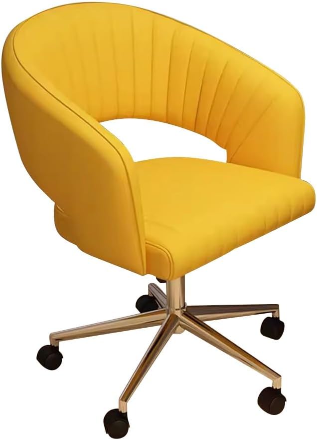 YCKEGEW Recliner Chair Home Office Desk Chairs Game Computer Chair Hollow Backrest Work Chair with WheelsLift Swivel Seat Chair Bedroom Chair(Yellow)