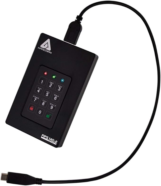 Apricorn 4TB Aegis Fortress L3 FIPS Level 3 USB 3.0 Hardware Encrypted Portable Drive Bundle with 2TB Aegis Padlock USB 3.0 256-Bit AES XTS Hardware Encrypted Portable External Hard Drive