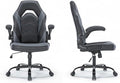 Ergonomic Gaming Chair with Lumbar Support Black and Blue Leather Swivel Computer Chair (Gray and Black)