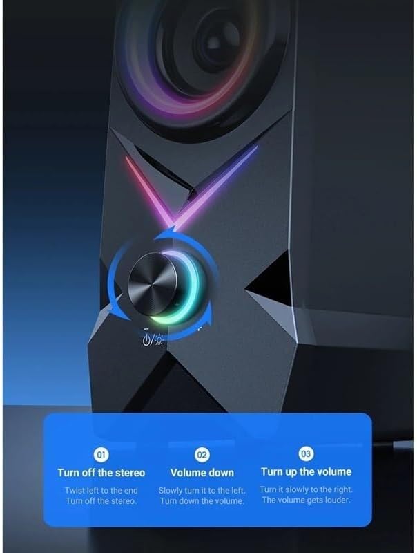 Subwoofer Desktop PC Speakers USB Wired Stereo with LED Tweeter 3.5mm Jack Gaming Multimedia