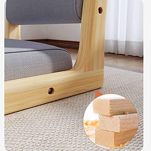 BTZHY Floor Chair Tatami Floor Chair Portable Legless Chair with Backrest Legless Stool Made of Solid Wood with Comfortable Cotton and Linen Upholstery Portable Single Seat Chair