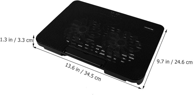 Cooling Pad with Dual Fans Portable USB Cooler for Heat Dissipation Easy to Install Stand Black