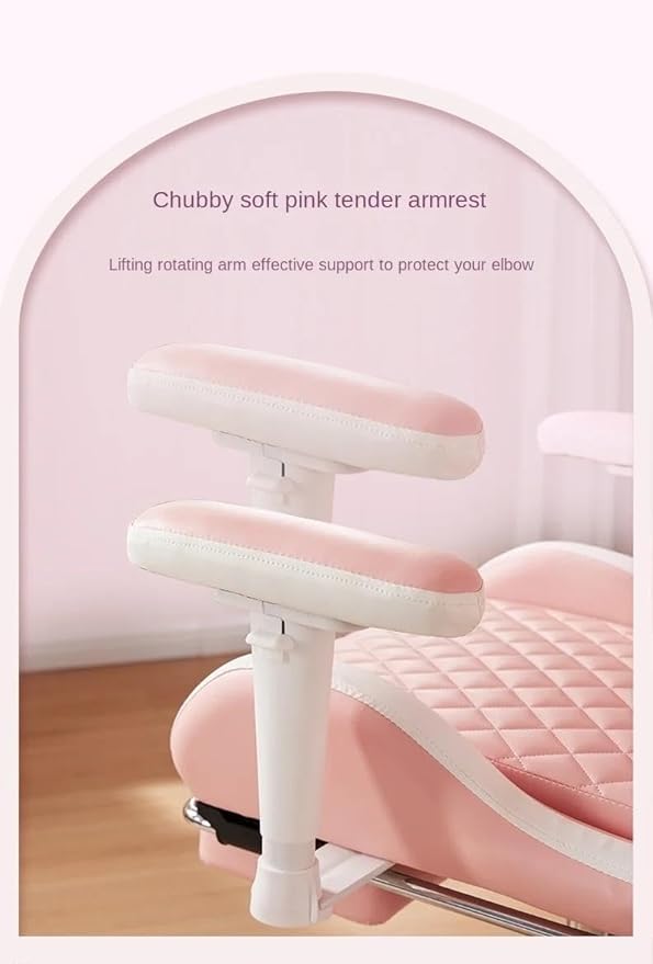 Computer Chair Chairs Pink Gaming Chair Ergonomic Leather Chair Girls Home Office Comfortable Game Swivel Chair Gamer Live Computer Chair(D+There are Pedals)