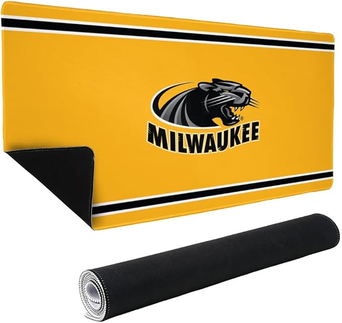 Milwaukee Panthers Primary Logo Stripes Large Gaming Mouse Pad Desk Mat with Stitched Edges Non-Slip Base for Gamer Home and Office 31.5 x 15.7