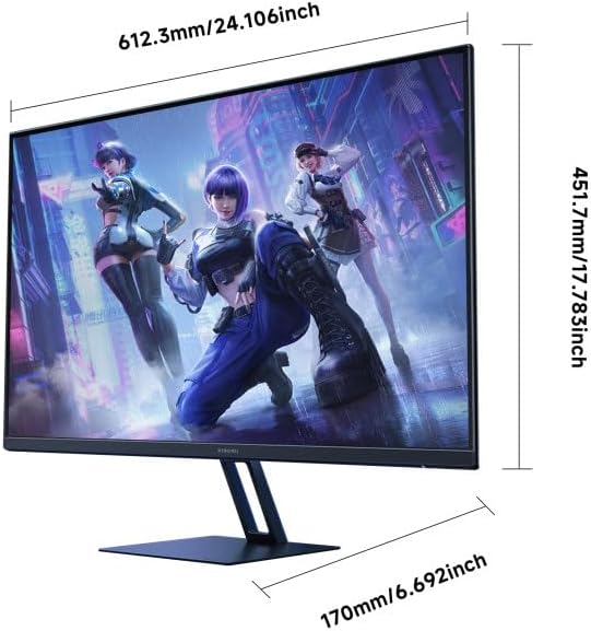 Xiaomi Gaming Monitor 27in 165Hz 1ms GTG 1920*1080 Fast IPS HDR10 FreeSync Premium Professional Calibration 99% sRGB 178° Wide Angle Tilt Adjustment TUV Low Blue Light Computer Screen Desktop Monitor
