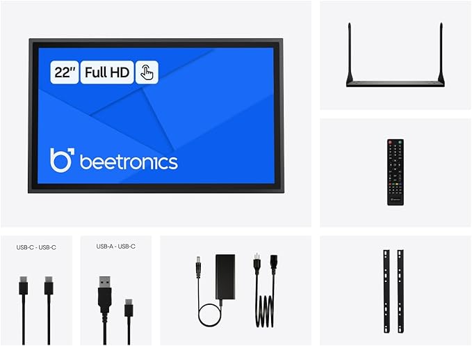 Beetronics 22 Inch Touchscreen Monitor | Full HD 1080p | 22TS7M – Industrial-Grade Professional 10-Point Multi Touch Display for PC Mac Linux – HDMI DisplayPort USB-C VGA Inputs