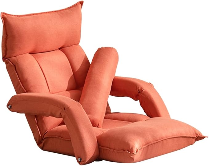 YCKEGEW Floor Chair with Arm Lounge Chair for Bedroom Couch Recliners Sofa Gaming Chair with Back SupportRemovable SleeveBalcony Lazy Sofa ChairAdjustable backrest (Color : Orange)