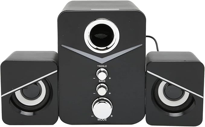 Sanpyl Computer Speaker Deep Bass High Power 2.1 Channel Desktop Speaker for Music LoversRed (Black)