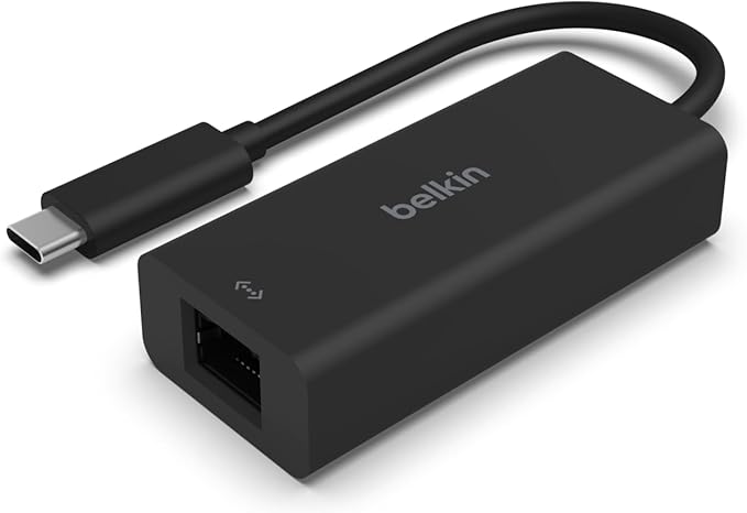 Belkin USB Type C to 2.5 Gb Ethernet Adapter USB-IF Certified Thunderbolt 3 &amp 4 / USB-C to LAN Network Adapter Compatible with MacBook Pro/Air iPad Pro XPS Surface and Other USB C Devices