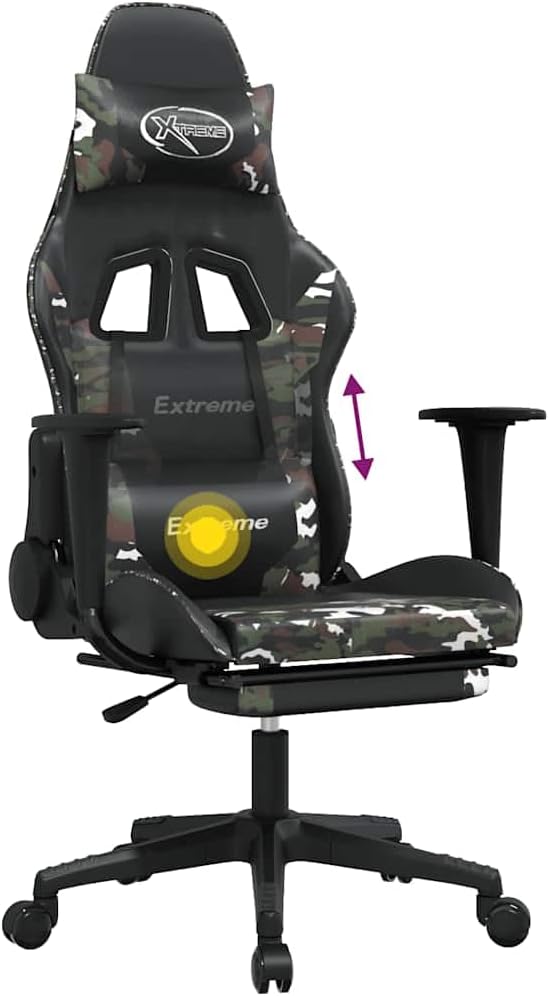 Ergonomic Gaming Chair with Footrest Adjustable Reclining Faux Leather for Office Desk Computer Room