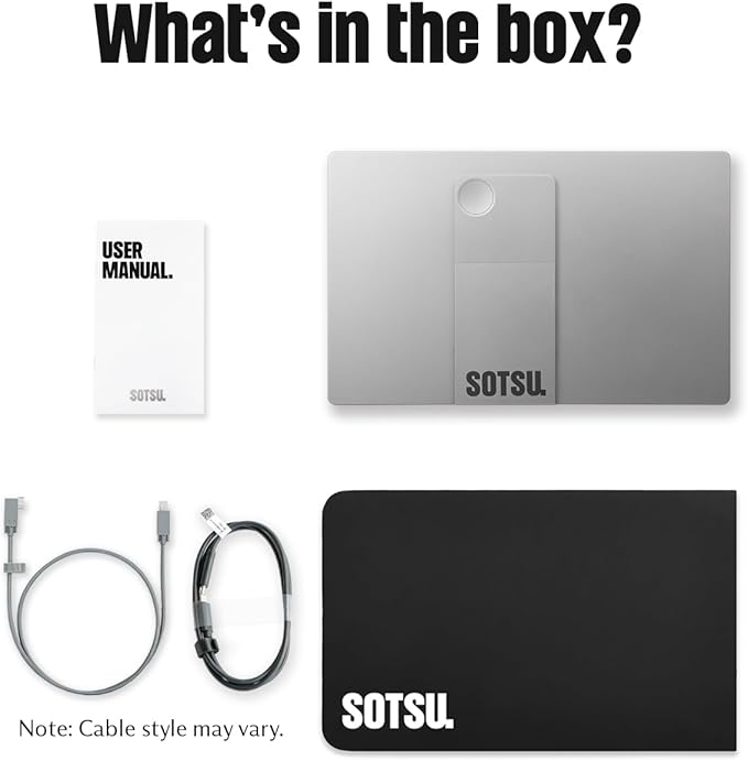 SOTSU FlipAction Go 14 Premium Portable Monitor | Full HD 1080p | 400 Nits | 100% sRGB | Robust yet Lightweight | Pivoting Landscape &amp Portrait Display | Tempered Glass Cover | USB-C &amp Mini H