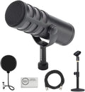 SAMSON Q9x Dynamic Broadcast Microphone Bundled with Mic Table Stand + Wind Screen Pop Filter + XLR Cable + Cleaning Cloth (5 Items)