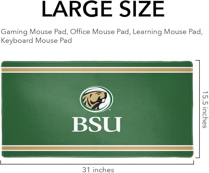 Bemidji State University Primary Logo Stripes Large Gaming Mouse Pad Desk Mat with Stitched Edges Non-Slip Base for Gamer Home and Office 31.5 x 15.7