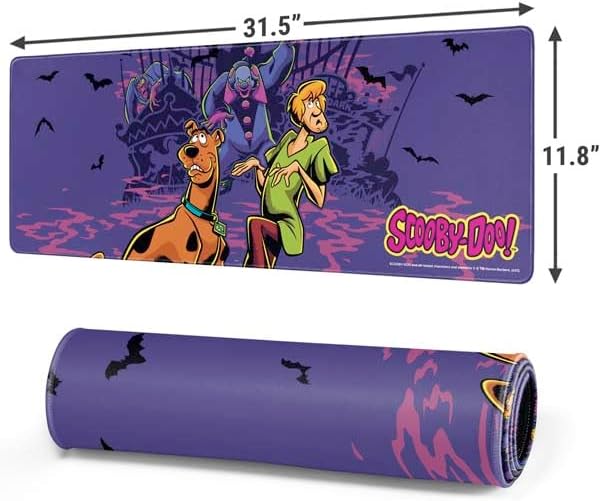 Skinit Large Gaming Mouse Pad - Officially Licensed Shaggy and Ghost Clown Design with Stitched Edges Waterproof Non-Slip Rubber Base Desk Mat for Keyboard &amp Mouse 31.5 x 11.8 inches
