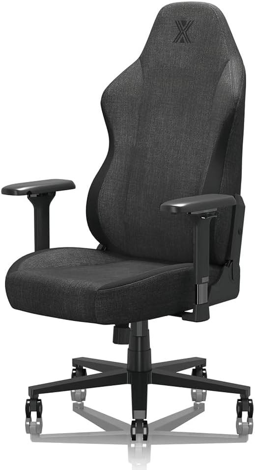 PC Gaming Chair Ergonomic Office Chair Desk Chair with Lumbar Support Flip Up Arms Headrest PU Leather Executive High Back Computer Chair for Adults Women Men (Fabric Black)