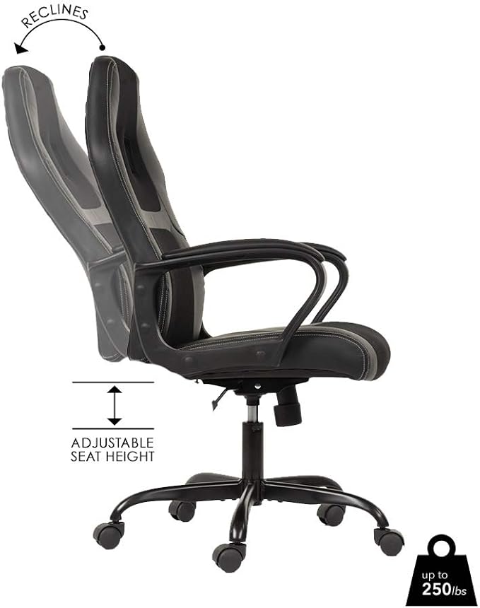 BestOffice Office Chair PC Gaming Chair Cheap Desk Chair Ergonomic PU Leather Executive Computer Chair Lumbar Support for Women Men (Black)