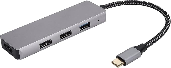 4 in 1 Type C Hub Docking Station Adapter USB2.0 USB3.0 Ports Aluminum Alloy Material 4K Resolution Support Multi Layer Shielded Wire for USB Flash Drives