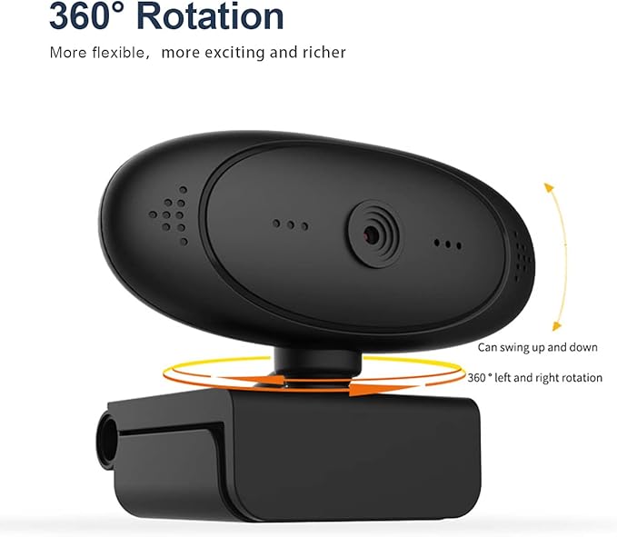 1080P HD Computer Camera Video Conference Camera Webcam 2 Pixel Auto Focus 360° Rotation USB Plug &amp Play with Microphone for Video Meeting Online Teaching Training Live Webcasting