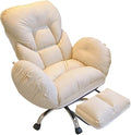 YCKEGEW Gaming Chair Recliner for Adult Home Office Desk Chair with Wheels and Adjustable Backrest Recliner Chair Bedroom Armchair Lounge Ergonomics Computer Chair(Beigewith Footrest)