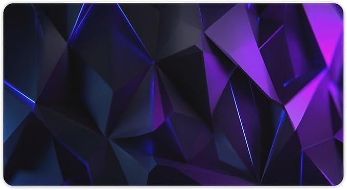 Geometric Neon Blue Purple Gaming Mouse Pad Non-Slip Rubber Base XXL Mousepad with Stitched EdgesWaterproof Washable Mouse Mat for Desk Home Office Gaming 29.5x16