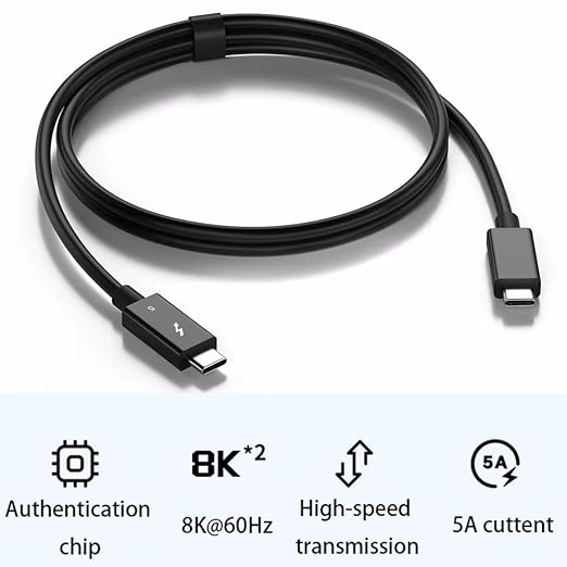 3FT Thunderbolt 5 USB C / USB4 Compatible with MacBook iPad iPhone 15 16 Lenovo HP Samsung Dell PC Laptop Super-Fast Charging Video Display Monitor Docking Station Hub Data Transfer