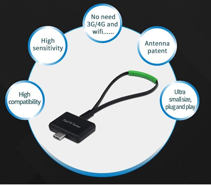 MyGica Type-C USB TV Tuner Card Watching ATSC Digital TV Anywhere Freeview HD TV Receiver Recast Wireless HDTV Stick Tuner Adapter USB TV Antenna for Android Phone Tablet PC Pad No Internet Need
