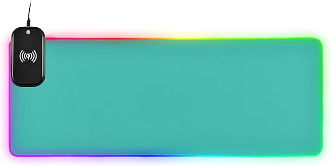 Teal Mouse Pad Gaming Mousepad Non Slip Desk Mat Wireless Charging RGB Computer Mouse Pads Keyboard Pad Mats for Desktop Home Office 35.4 x 15.7 in