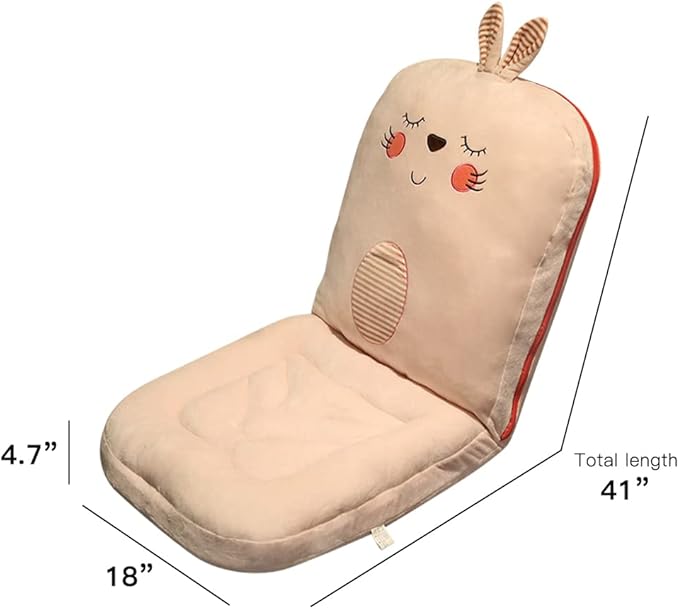 Cartoon Adjustable Floor Chair for Adult Kids Cute 5-Position Folding Chair Reading Gaming Sofa Chair Floor Seat Cushion with Back Support for Girls Boys Playing 41x18inch White