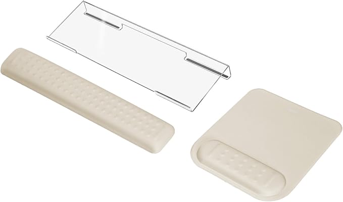 MOSISO Computer Keyboard Stand&ampWrist Rest Support for Keyboard &ampMouse Pad Set Ergonomic Massage Wrist Rest Set Easy Typing Working Acrylic Clear Stand for Office Home Khaki