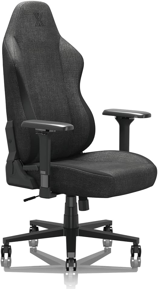 PC Gaming Chair Ergonomic Office Chair Desk Chair with Lumbar Support Flip Up Arms Headrest PU Leather Executive High Back Computer Chair for Adults Women Men (Fabric Black)