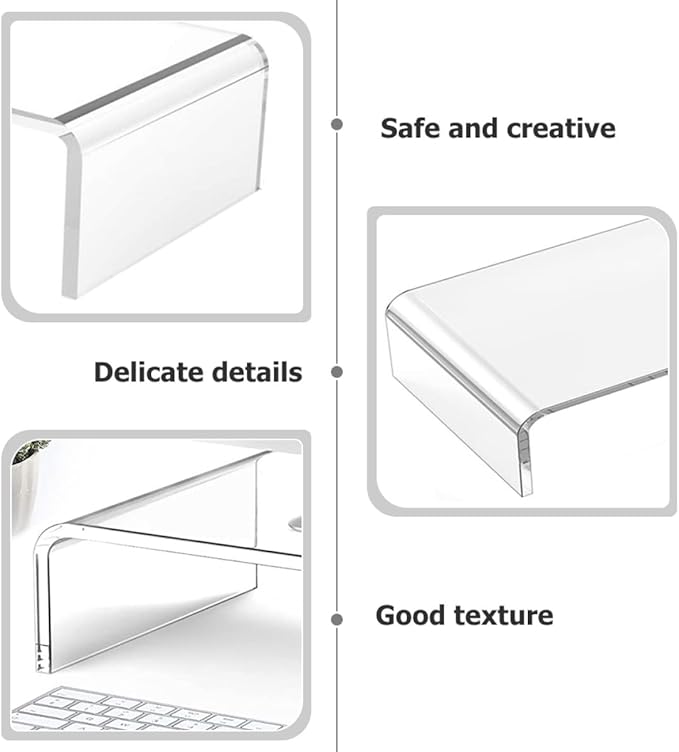 Acrylic Monitor Stand Small Computer Heightening Riser with Neck Support Office Laptop Base for Desk Workstation