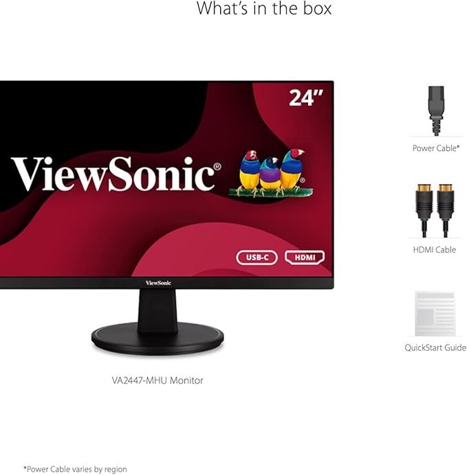 ViewSonic VA2447-MHU 24 Inch Full HD 1080p USB C Monitor w/FreeSync 100Hz Eye Care HDMI VGA (Renewed)