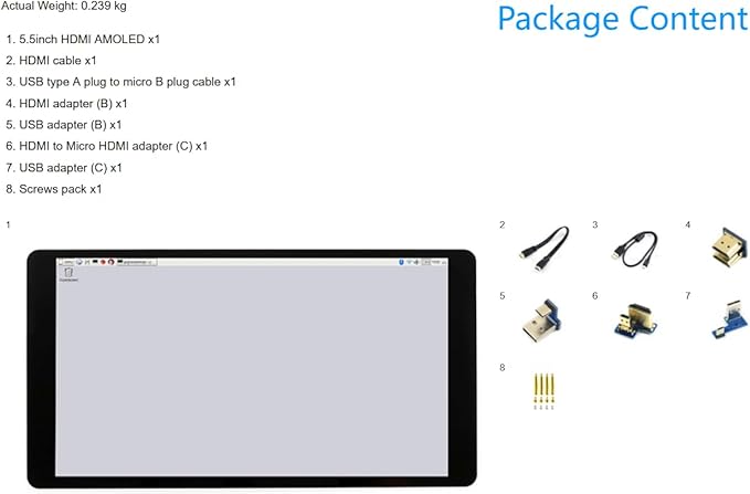 5.5inch 1080×1920 HDMI Capacitive Touch AMOLED Display for Raspberry Pi 4B/3B+/3A/Zero/Zero W/WH/Zero 2W CM3+/4 Jetson Nano/Windows 11/10/8.1/8/7 (5.5inch HDMI AMOLED)