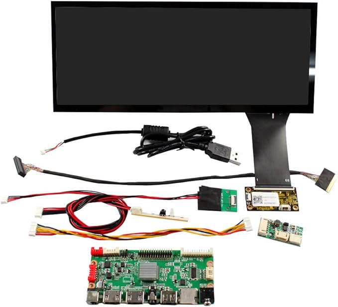 VSDISPLAY 10.3'' 1920x720 IPS 800 Nits LCD Touch Screen with 10 Points Capacitive Touch Panel &amp USB SD LCD Controller Boardfit for Outdoor High Brightness/Automotive Display
