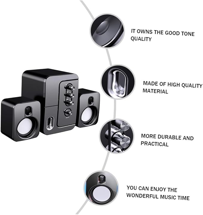 Vaguelly USB Portable Computer Speakers for Laptop and Desktop Compact Wired Stereo Speaker with 3D Surround Sound and Deep Bass for Home and Office Use