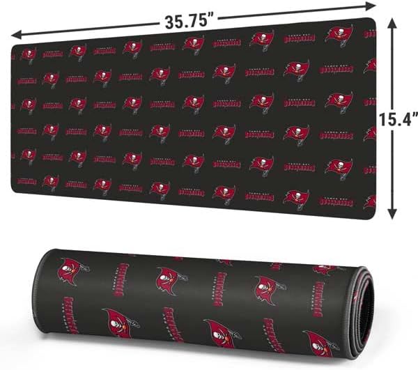 Skinit Extra Large Gaming Mouse Pad - Officially Licensed NFL Tampa Bay Buccaneers Blitz Series Design with Stitched Edges Waterproof Non-Slip Rubber Base Desk Mat for Keyboard &amp Mouse