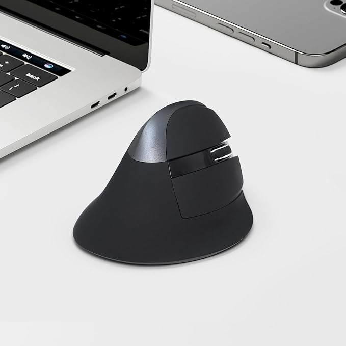 DELUX Wireless Ergonomic Mouse Vertical Mouse for Small Hands Silent Click Ergo Mouse Up to 4000 DPI 6 Buttons Rechargeable 2.4G/BT 5.2 Dual-Mode Compatible with Laptop/PC (M618MINI-Iron Gray)