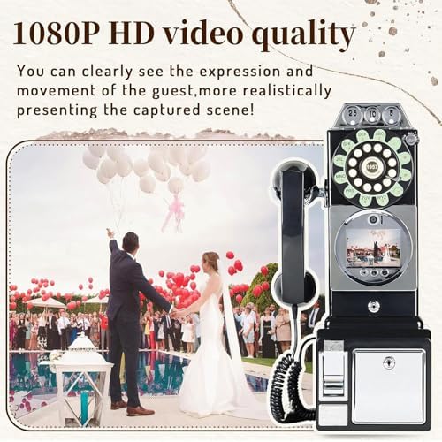 Vintage Video Guestbook Phone - 1080p Auto-Record 32GB Storage 70H Video 7H Battery Life - Ideal for Engagements Weddings Anniversaries Black Memory Keeper