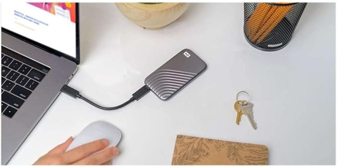 Western Digital 500GB My Passport SSD Portable External Solid State Drive Gray Sturdy and Blazing Fast Password Protection with Hardware Encryption - WDBAGF5000AGY-WESN