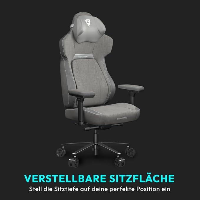 THUNDERX3 CORE Gaming Chair for Adults Ergonomic Office Chair High Back Desk Chair Synchronous Tilt Forward Tilt 360° Self-adjusting Lumbar Support Multipurpose Footrest Fabric Loft Light Grey