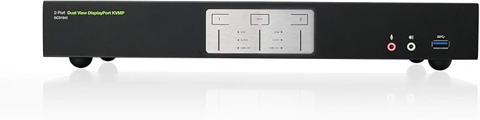 IOGEAR 2-Port Dual View DisplayPort KVMP Switch - 4K 60Hz - 2 DisplayPort In Per Channel - 2-Port USB 3.1 Hub 5Gbps - Keyboard Mouse Input - 7.1 HD Audio - Front Panel Selector - TAA Mac/Win - GCS1942