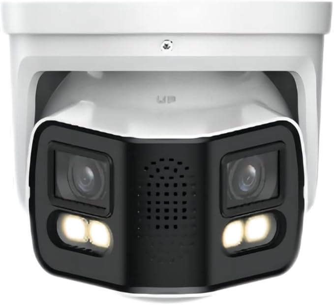 EmpireTech Security Wired Camera Outdoor 4K Full-Color 2×4MP Dual-Lens 1/1.8 CMOS Smart Splicing IP POE Camera Outputs 180° Wide Angle Two-Way Talk IPC-Color4K-T180 (White)