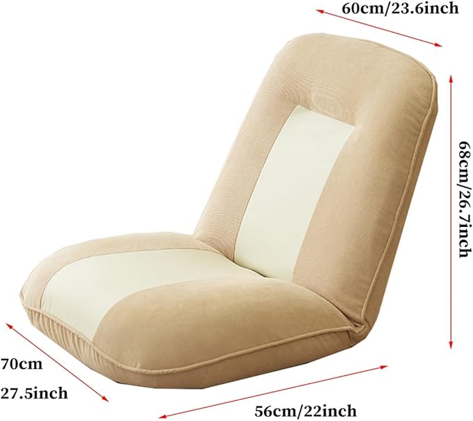 Floor Chairs for Adults Floor Gaming Chair with Back Support 5 Adjustable Position Sponge Padding Floor Seating Lounge for Reading Watching Tv Meditation(/Khaki)