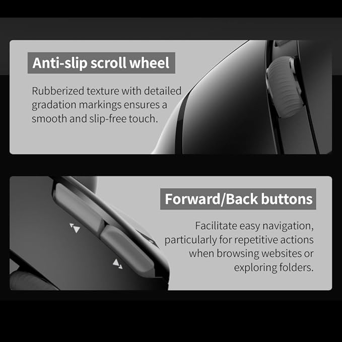 Docooler F-33 Wireless Trackball Mouse - Easy Thumb Control Precision and Smooth Tracking Tri-Mode Ergonomic Mouse wirh Programmable and Adjustable Mouse Angle Compatible for PC Laptop - Black