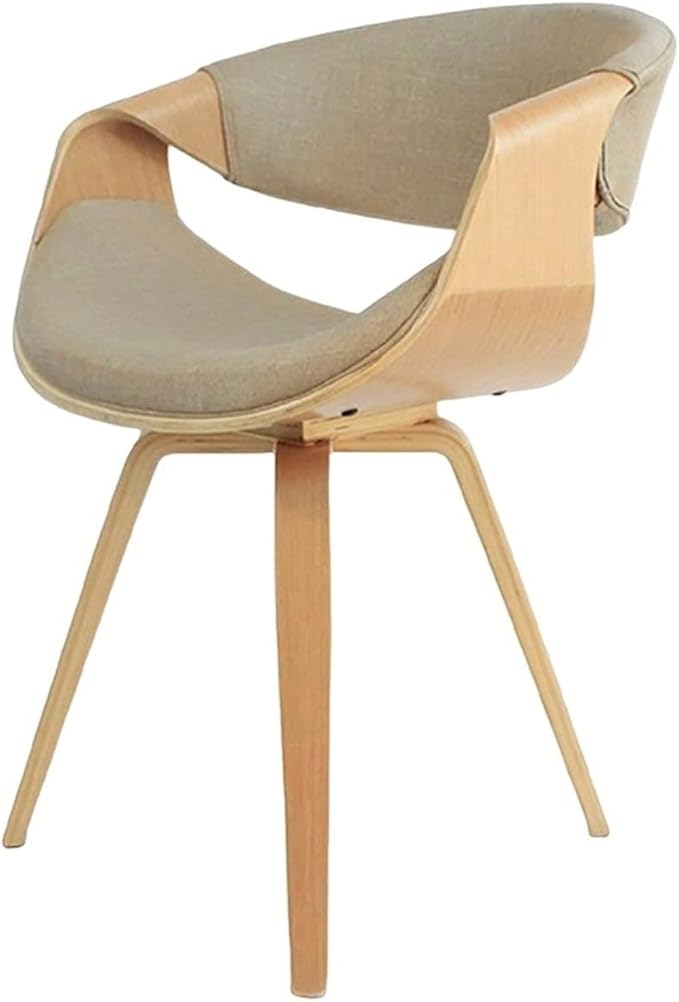 Adjustable Office Computer Chair with Armrest Dining Chair Kitchen Furniture Chairs Home Solid Wood Leather Balcony Writing(Cloth Log Coffee)