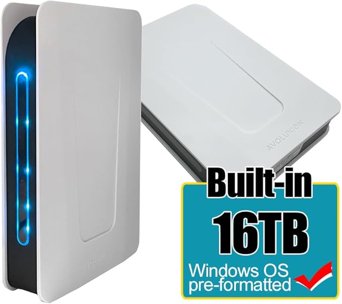 Avolusion PRO-T5 Series USB 3.0 External Hard Drive for WindowsOS Desktop PC/Laptop (White) - 2 Year Warranty (16TB) (Renewed)