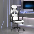 Massage Gaming Chair with FootrestFaux Leather Computer Game ChairMassage Office ChairErgonomic Desk Chair PC Gaming Chair for Adults Teens(White&ampBlack)