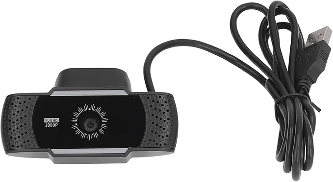 Computer Camera with Microphone Full HD 1080P USB Stereo Webcam Rotatable Clip Automatic Noise Reduction - Clear Video and Audio Easy Setup for Office and Video Conferences