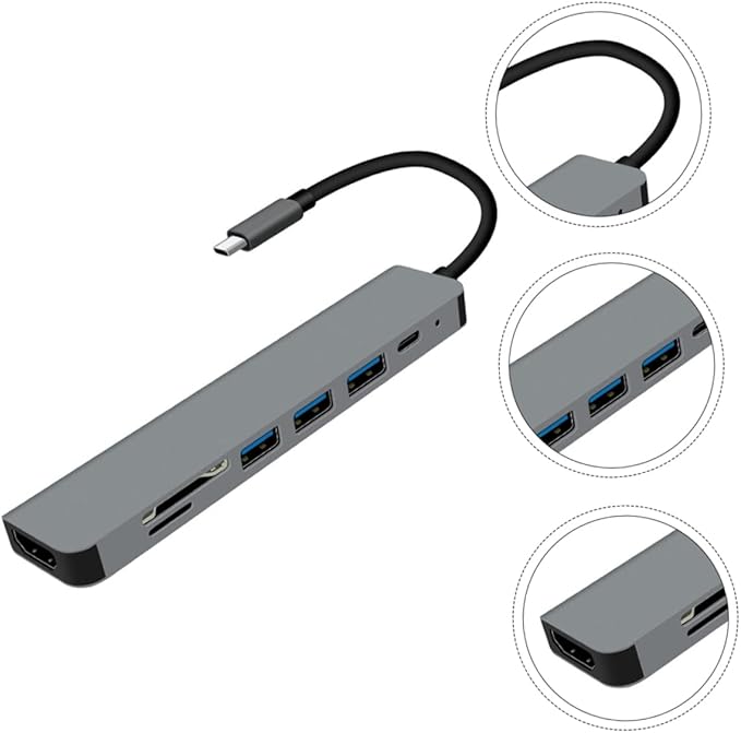 IMIKEYA 2pcs Port USB Hub Multifunction Type for Laptop Video Output Design Compatible Hard Drives Mouse Keyboard and More