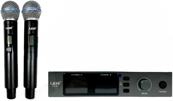 LASE 200-Channel Wireless Microphones System Dual UHF Metal Cordless Mic Set